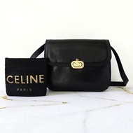 稀有中古包 Celine黑金凱旋門翻蓋包 單肩包 側背包 古董包 二手