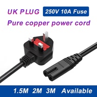 TV Power Cable UK Plug 2 Pin  Fuse Power Cord Compatible with PS4 PS5 Xbox  LED LCD Electronics