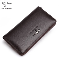 Kangaroo Wallet Mens Long Wallet Leisure Business Purse Zip