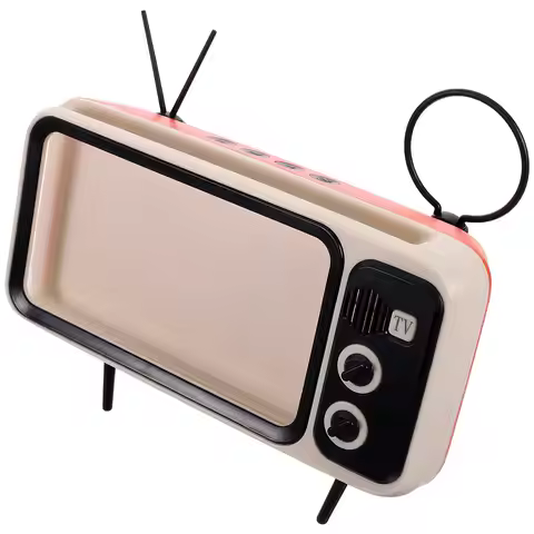 Retro TV Smartphone Stand with Wireless Speaker Creative Desktop Phone Holder for Hands-Free Movie W