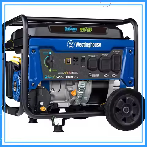 6500W Dual Fuel Portable Generator with CO Sensor, 30A RV Outlet, Transfer Switch Ready - Home Backu