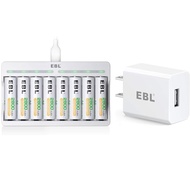 EBL Rechargeable AA Batteries 2800mAh 8 Pack and 8-Bay AA AAA Individual Rechargeable Battery Charge