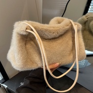 Autumn Winter Furry Bag Commuter Tote Bag Plush Bucket Bag Underarm Bag Furry Large Capacity Shoulde