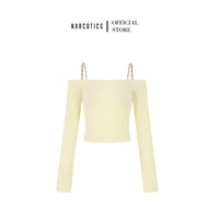 NERCOTICS - Women's long-sleeved OFF-the-SHOULDER crop TOP with floral straps LUNA OFF-SHOULDER TOP 