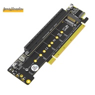 Dual NVMe PCIe Adapter, PCIe 4.0 X16 to Dual NVMe & 1x More PCIe X16 (X8 Signal) Adapter for M.2 NVM