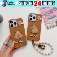 Vivo Y21T Y27s Y33s Y33T Y35 Y36 Y78 T1x 4G 5G Fon Sarung Lembut Kartun Cute Capybara 3D Lanyard Lea