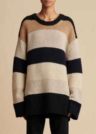 KH jade Striped Cashmere Air Feel Lazy Big Sweater