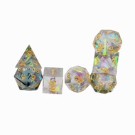 Direct Supply Face Powder Granules Manufacturer Sharp Corner DND Seven-sided Transparent Dice for Ta