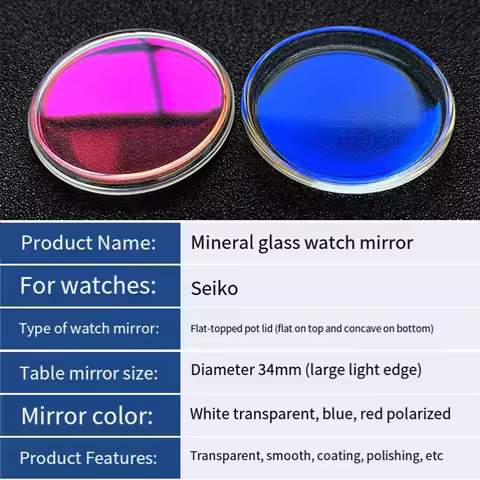 34mm For Seiko VINTAGE crystal 6138-0040 Bullhead 6138-0011/0017 UFO 340W14GN 6139-7000 Top flat wit