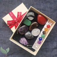 Chakra Crystal Healing kits:7 Chakra stones ,Natural raw amethyst stone pendant,Selenite Stick wrapp