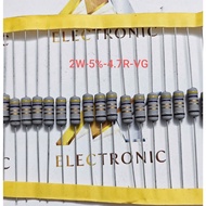 (Combo of 10) Resistor 2W 4.7Ω 4.7R 4.7 ohm 4.7ohm 4R7 5% High quality paper blister pack (piece)