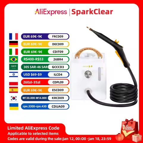 2600W High Temperature and Pressure Steam Cleaner 1000ml Large Water Tank 6 - Speed Adjustable Press