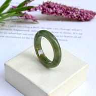 Green Jade Ring Plain Shape Size: 56mm.