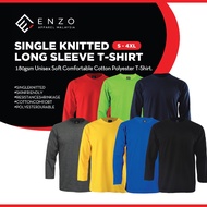 ENZO APPAREL T/C Single Knit Round Neck Long Sleeve T-Shirt Unisex 180gsm Adult Plain Cotton Polyest