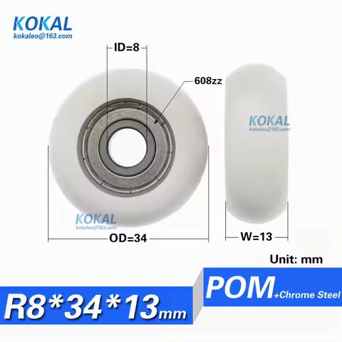[R0834-13]10PCS Free Shipping 608zz round type high quality cash register bearing roller wheels 8*34