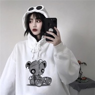 Korean Cartoon Anime Print Sweatshirt Hoodies Hoodies Winter Long Seve Pocket Wild Vintage Black Clothing