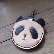 可愛害羞熊貓 gogoro 鑰匙包 純牛皮皮革套