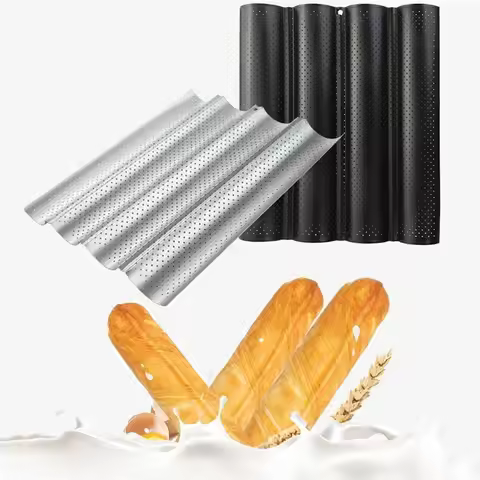 New Nonstick Baguette Baking Tray Waves 2/4 Grooves Baguette Mold Bakeware French Bread Toast Baguet