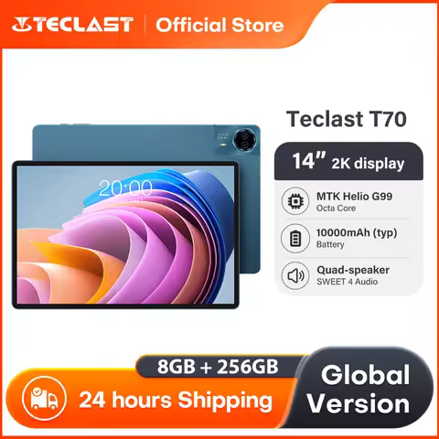 Teclast T70 Tablet 14" FHD Display Android 14 MTK Helio G99 8GB+256GB 10000mAh Battery 18W 4G LTE Gl