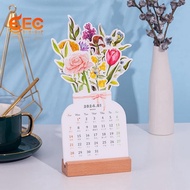 2024 Creative Flower Desk Calendar, Vase Shaped New Year Monthly Calendar Planner Easy Install
