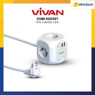 Vivan H4140A 7-in-1 Cube Socket 4-Pin USB USB C Fast Charging 20W 1.8Ma