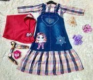 Terbaru !!! Gamis Overal Jeans Anak Perempuan Kekinian / Gamis Overal Jeans Kotak Bulberry