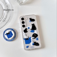 Blue Box Cat Samsung Phone Case Magnetic A55 S24 S25 S23 S24 Ultra