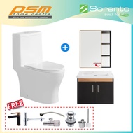 SORENTO One Piece Water Closet Rimless Flushing Bathroom WC Stainless Steel 304 Basin Cabinet Packag