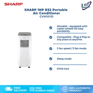 SHARP 1HP R32 Portable Air Conditioner CVH10YD | 3 Fan Speed / 3 Fan Mode | Sleep Mode | Child Lock | ON/OFF Timer : 0.5 ~ 24H | Portable Air Conditioner with 1 Year Warranty