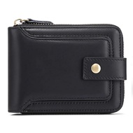 RFID Top Layer Cowhide Zipper Wallet Money Bag Clip Vintage Genuine Leather Wallet for Men Card Holder Coin Purse