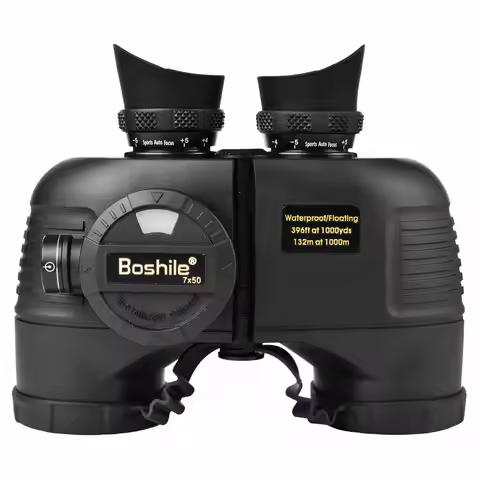 Boshile 7x50 Binoculars Powerful Marine Telescope With Compass Rangefinder Waterproof BAK4 Prism FMC