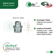[Cello GDNR-3/8"Mx1/4"M] Double Nipple Reducer 3/s8" x 1/4" Inch Brass | Male x Male External Thread
