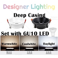 Anti Glare Eyeball with GU10 Bulb Single Holder Designer Deep Casing Spotlight LED Lampu Effect Light (PD Aluminium)