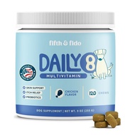 Daily 8 Multivitamin for Dogs - Probiotic for Dogs Itchy Skin - Allergy Chews for Dogs - 120 Chicken