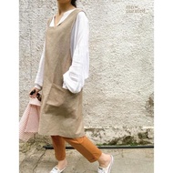 Unisex Korean Linen Apron - Y Strap by mnw.curated (Apron GTS Apron/