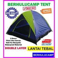 Outdoor Camping Tent Double Layer 4 Person Khemah Camping Lantai Canvas Outdoor Tent Camping