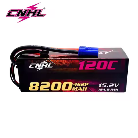 CNHL Li-po 4S 15.2V Ba-ttery 8200mA-h 120C HV Hard Case with EC5 Plug for RC Car Boat Airplane Truck
