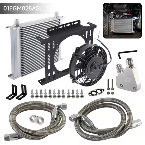 30 Row AN10 Oil Cooler For Corvette C5 C6 C7 LS1 LS2 LS3 Adapter + Oil Lines 7'' Fan Bracket Kit V8 