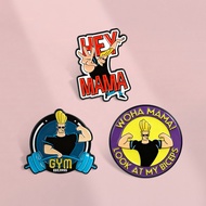 Johnny Bravo Retro Nostalgic Cartoon Animation Metal Badge ‘LOOK AT MY BICEPS’ Classic Line Brooch B