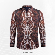 kemeja batik tulis sogan bahan sutra atbm B287