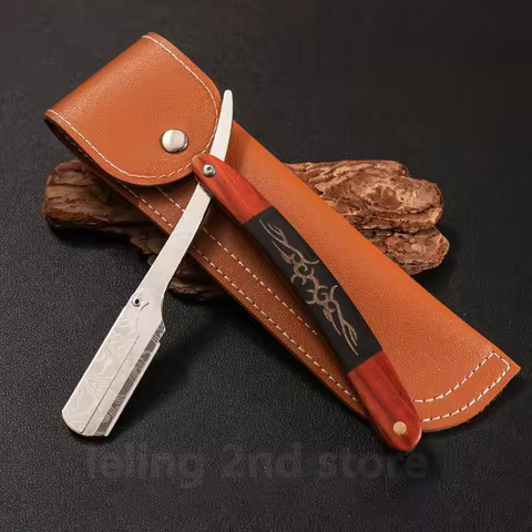 foldind wooden handle blade shaving razors professional barber shaver razor men's replaceable blade 