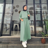 Niami Dress Size S M L XL - Gamis Rayon Crincle Premium - Zafina Dress Remaja Kekinian | midi dress wanita dewasa terbaru 2023 | midi dress cantik kekinian viral | dress crincle premium terbaru 2023 |  gamis ohaya tali serut | baju gamis crincle ohaya