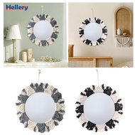Hellery Macrame Circle Hanging Mirror, Chic Handmade Decorative Mirror, Aesthetic