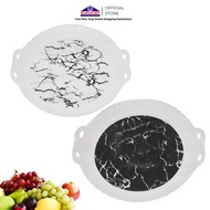 HITAM PUTIH Round White Plastic Tray Tray Black And White Marble Pattern Food Tray Beverage Food Tray Food Tray Diameter 34cm Kitchen Dining Table Decoration Decoration Decoration