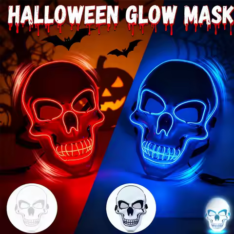 Halloween Horror Skull Mask LED Cold Light Mask LED Halloween Mask Cosplay Mask Halloween Party Deco