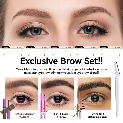 Complete Eyebrow Kit | Brow Pencil, Gel, and Shaping Tools for Precise Definition | Long-Lasting, Wa