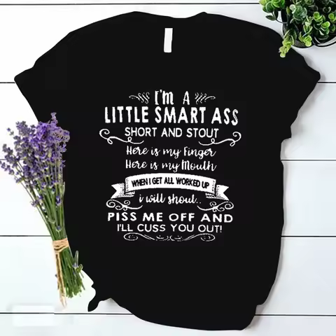 I'm A Little Smart Ass T Shirts Vintage Graphic Print Tees New Fashion Harajuku Women's Clothing Y2k