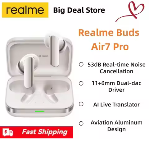 realme Buds Air 7 Pro TWS Earphone AI Live Translator 53dB Noise Cancellation 3D Spatial Effect 11+6