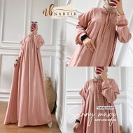 Dres gamis SUNNY maxy gold button Material airflow denim original Elegant Design by