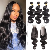Body Wave Bundles Human Hair With Closure(18 20 22+2X6 Hd Lace Clousre 16Inch) 100% Human Hair Bundl